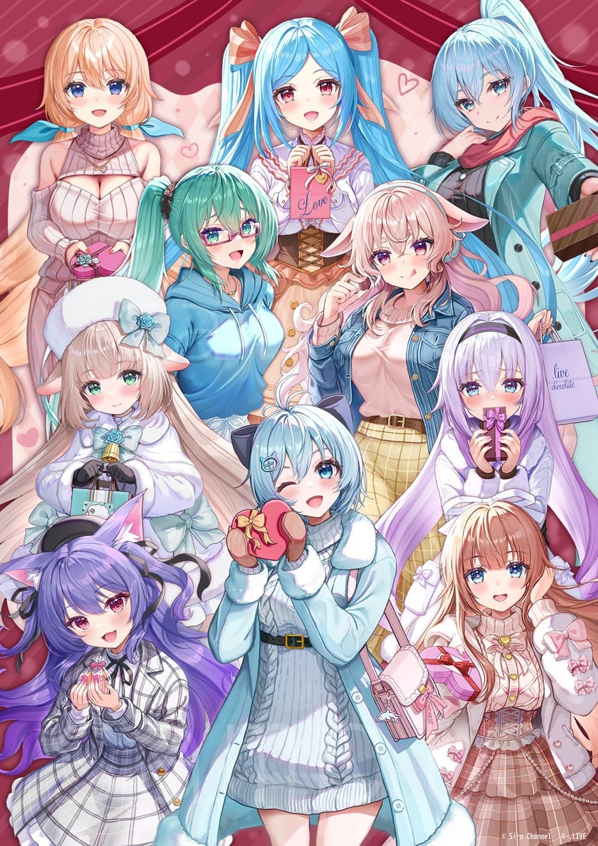 dennou shoujo siro, carro pino, kakyouin chieri, yamato iori, kagura suzu, and 5 more (.live) drawn by akabane_(zebrasmise)