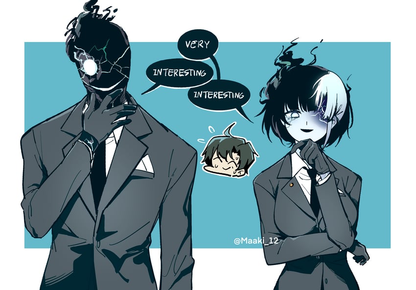 sensei and black suit (blue archive and 1 more) drawn by maaki12