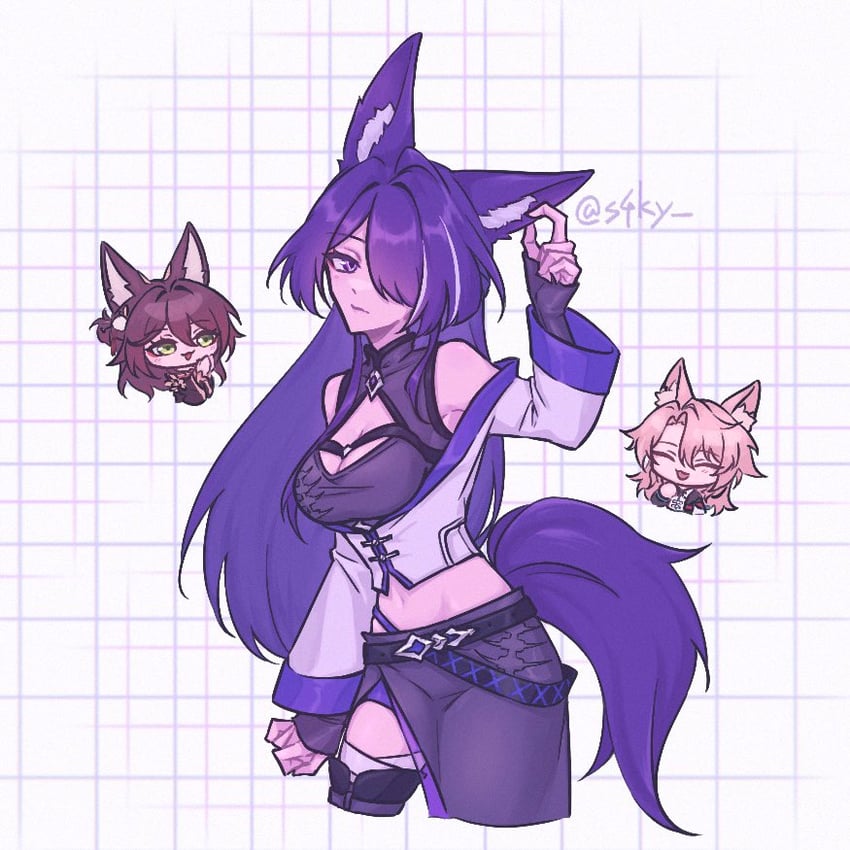 acheron, tingyun, jiaoqiu, and fugue (honkai and 1 more) drawn by sa_(s4ky)
