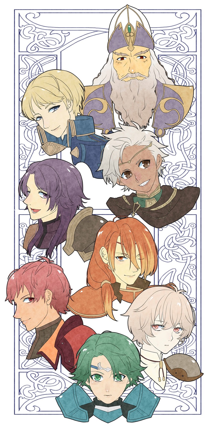 alm, luthier, boey, leon, kliff, and 3 more (fire emblem and 1 more) drawn by kaiji0324