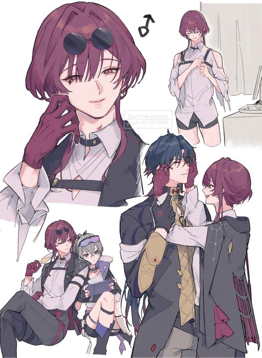 kafka, silver wolf, and blade (honkai and 1 more) drawn by bebe