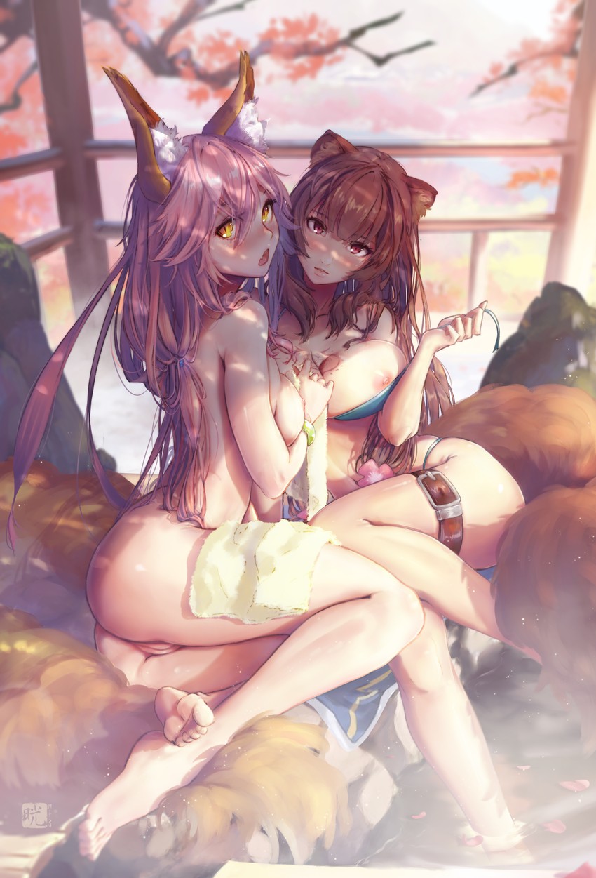 tamamo, tamamo no mae, and raphtalia (fate and 2 more) drawn by mitsu_(mitsu_art)