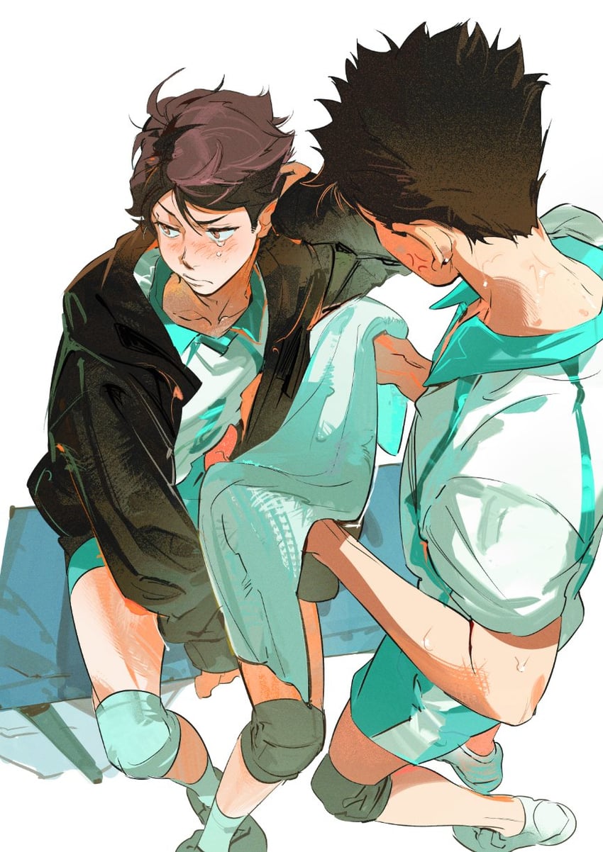 oikawa tooru and iwaizumi hajime (haikyuu!!) drawn by atie1225
