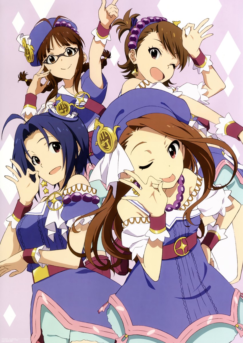 minase iori, miura azusa, akizuki ritsuko, and futami ami (idolmaster) drawn by murasaki_yoshio