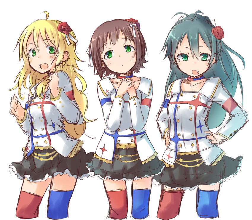hoshii miki, amami haruka, and ganaha hibiki (idolmaster and 1 more) drawn by spirytus_tarou
