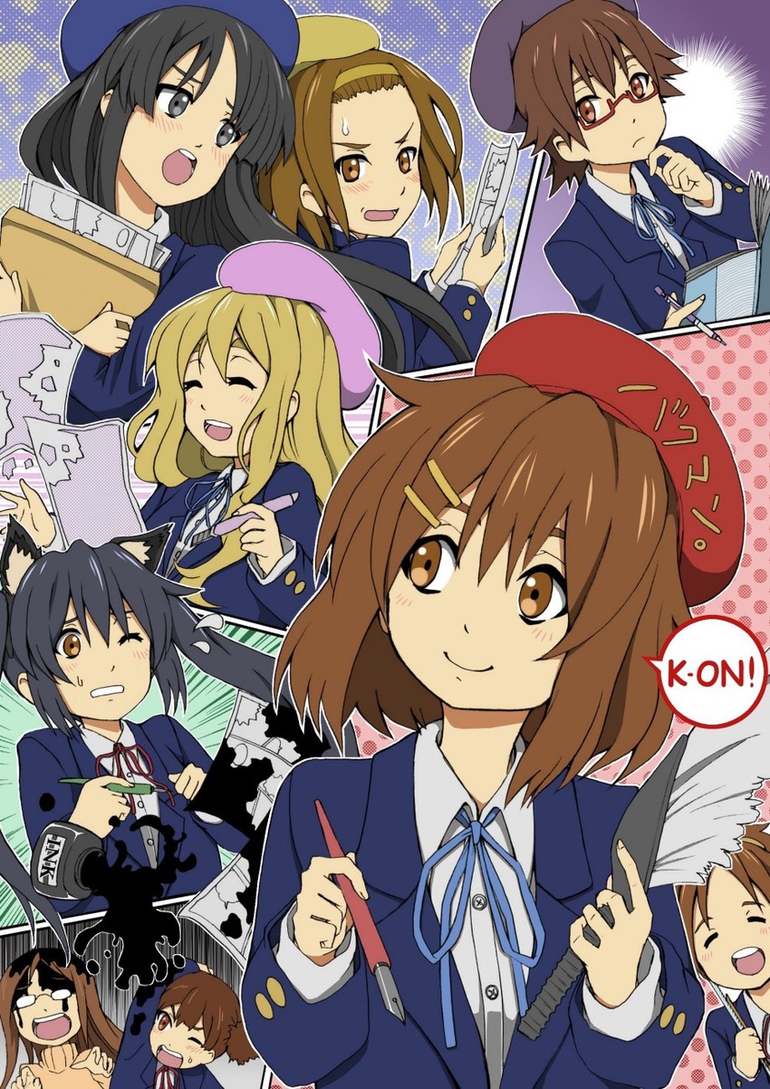 akiyama mio, nakano azusa, hirasawa yui, tainaka ritsu, kotobuki tsumugi, and 4 more (k-on!) drawn by azarashing_day