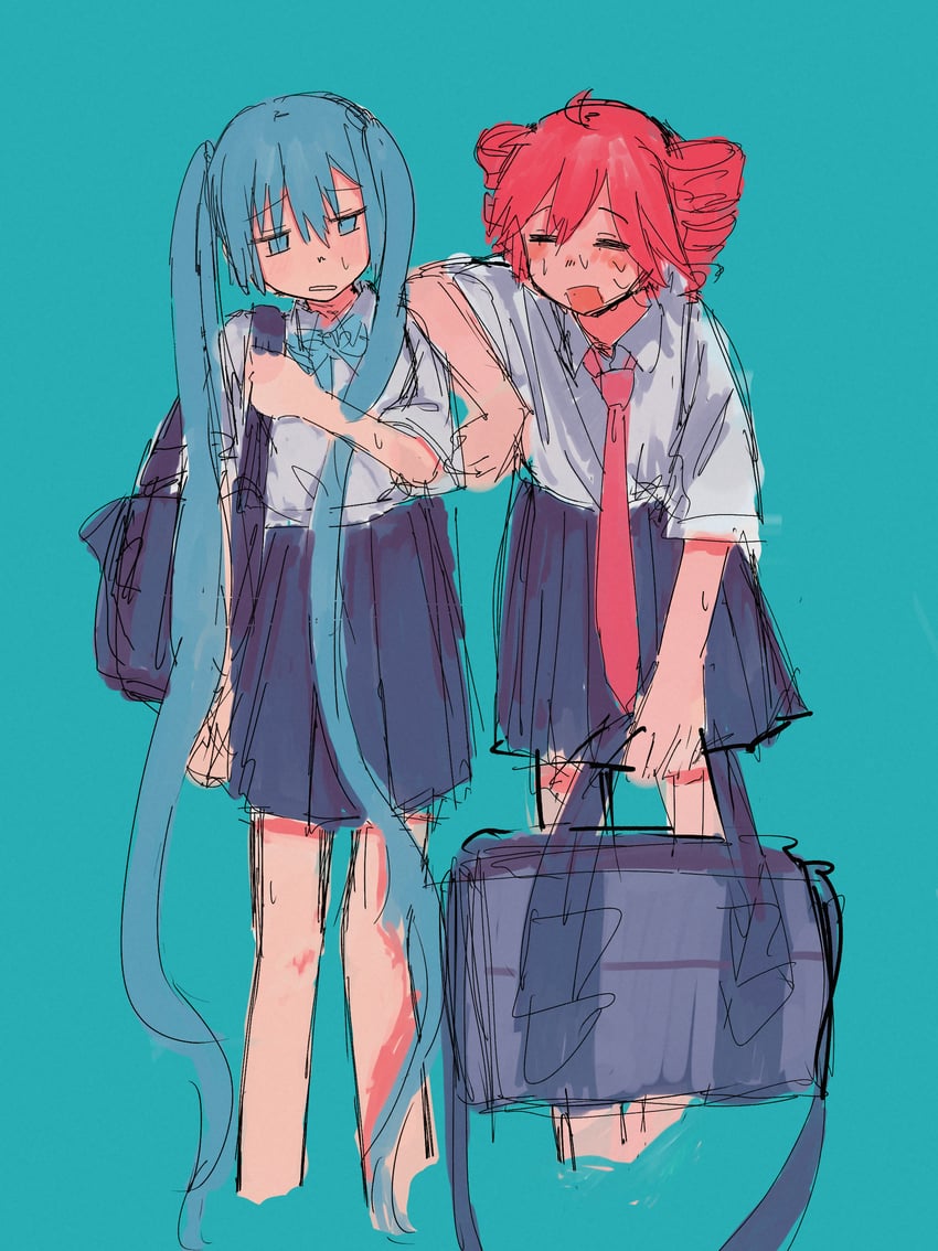hatsune miku and kasane teto (vocaloid and 1 more) drawn by sahanji