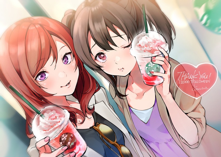 nishikino maki and yazawa nico (love live! and 2 more) drawn by kate_iwana