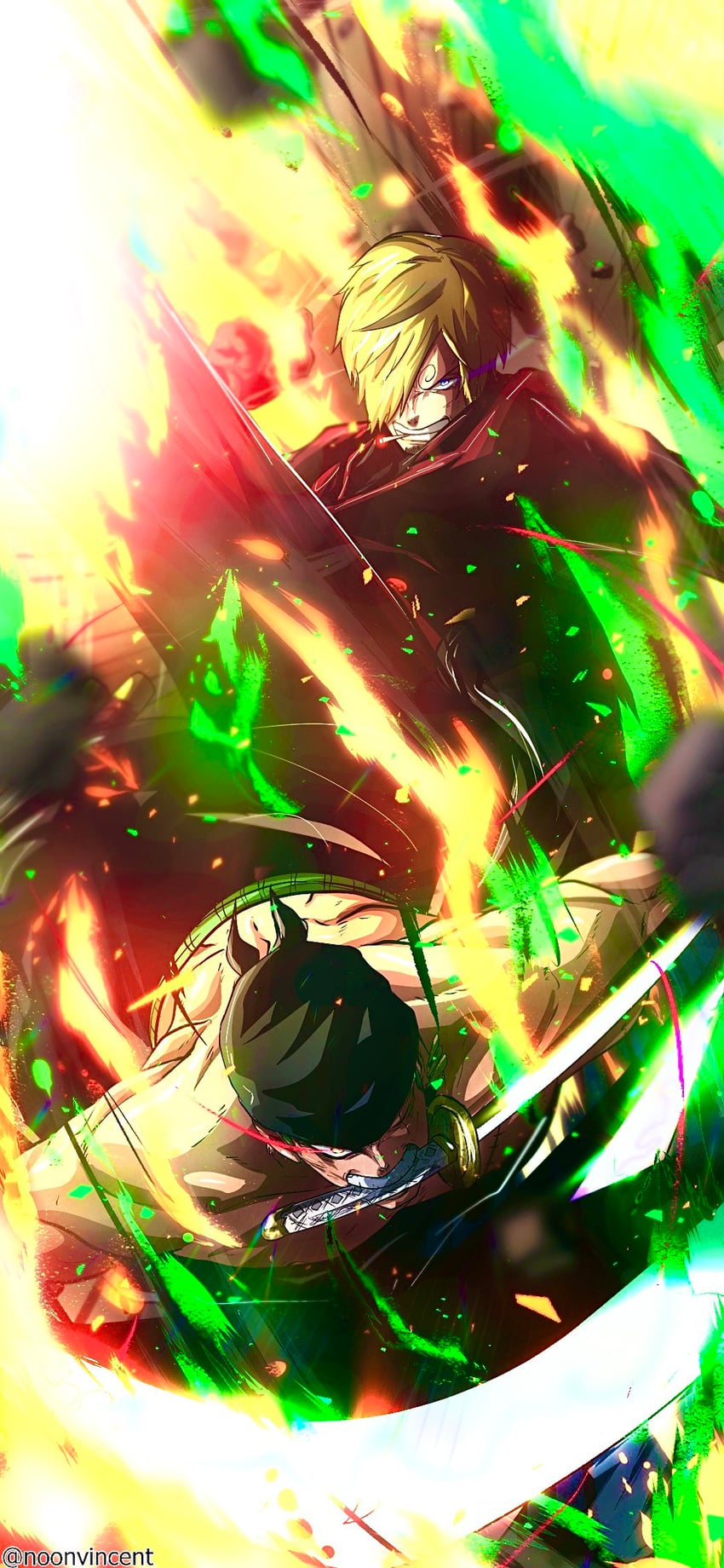 roronoa zoro and sanji (one piece) drawn by noonvincent