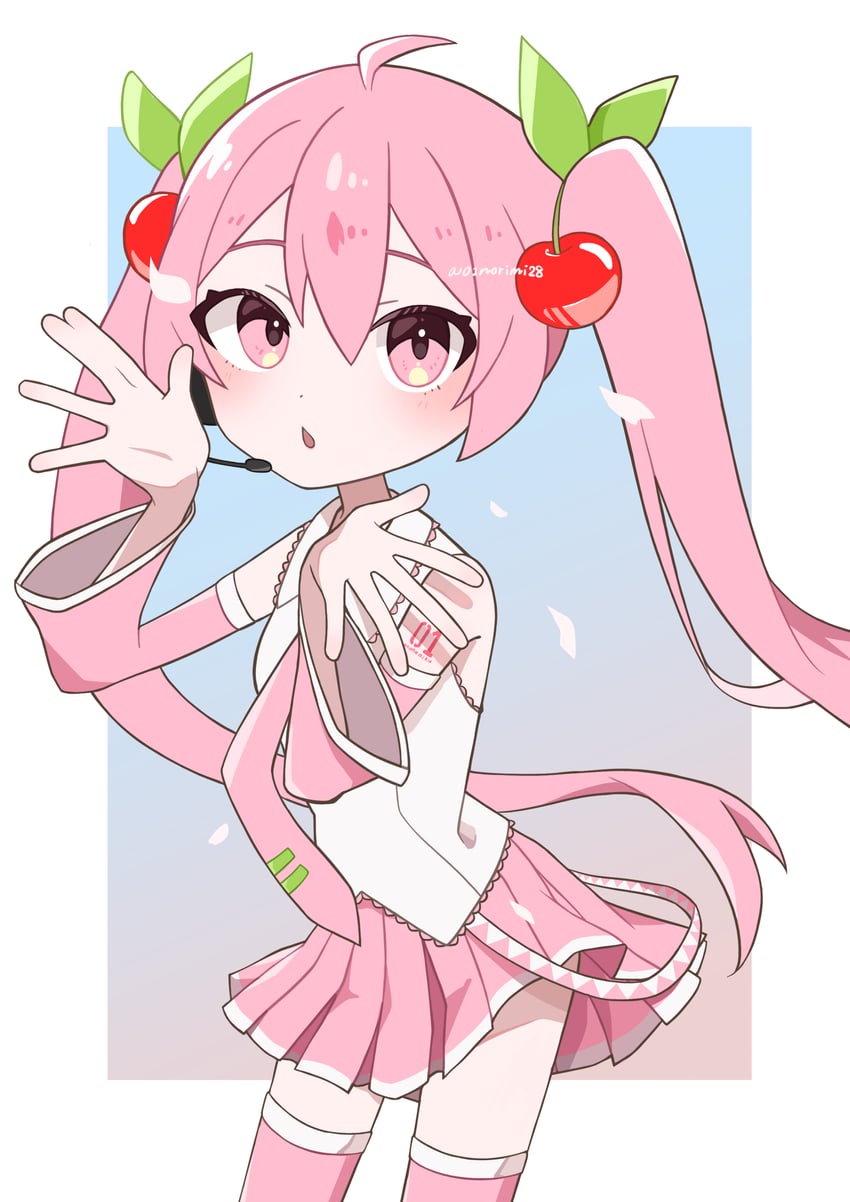 hatsune miku and sakura miku (vocaloid) drawn by norimi_(01norimi28)