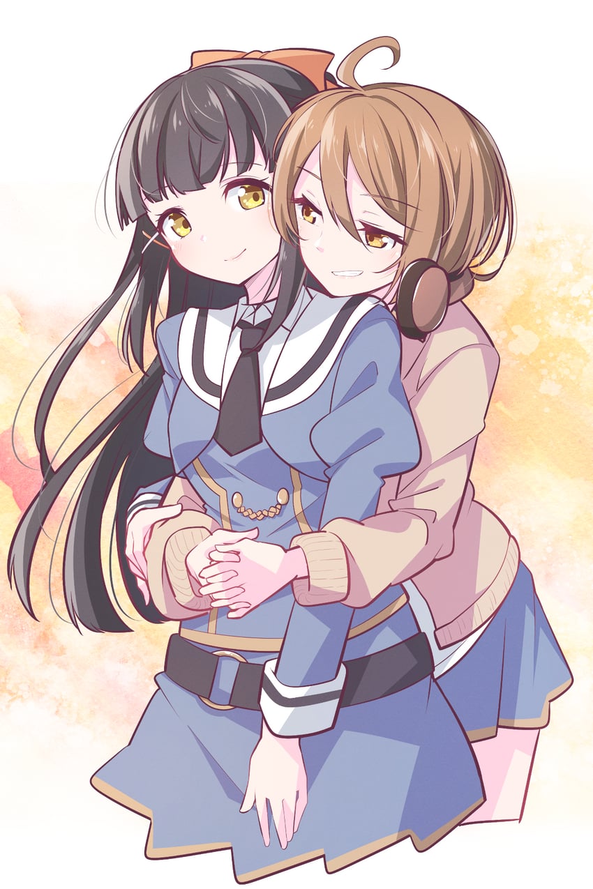 kawamura yuzuriha and tsukioka momiji (assault lily) drawn by morugen