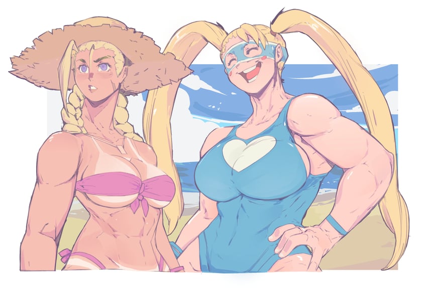 cammy white and rainbow mika (street fighter and 2 more) drawn by 7_passes and michel_teru