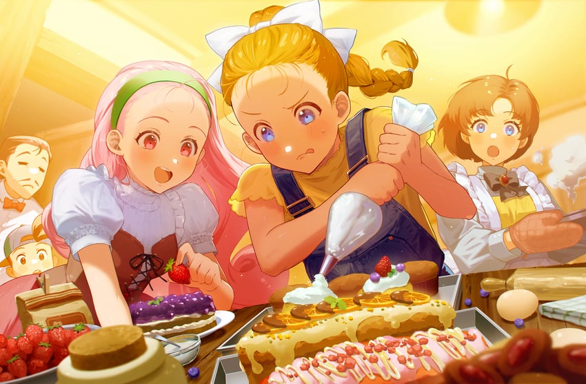 pete, elli, popuri, and ran (bokujou monogatari and 1 more) drawn by nshi