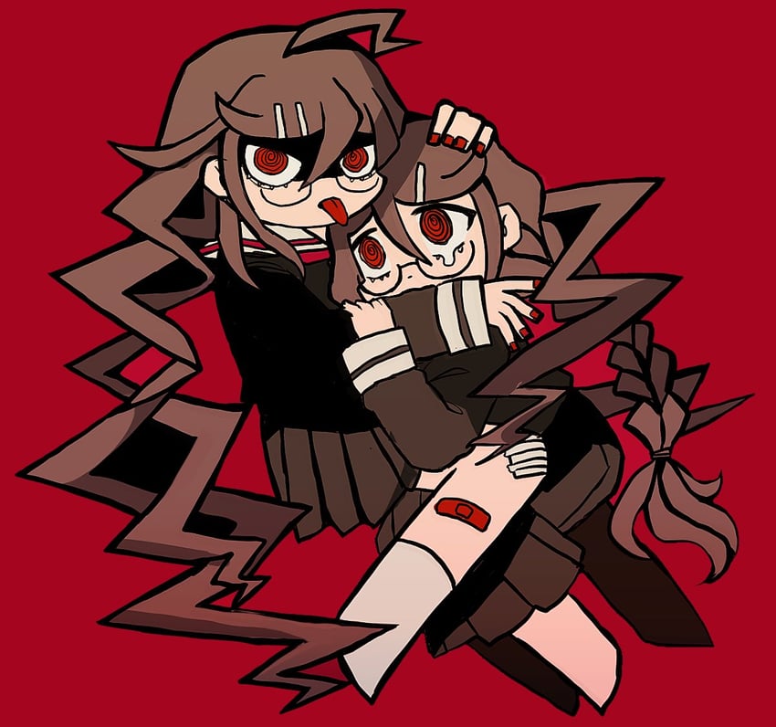 fukawa toko and genocider shou (danganronpa and 2 more) drawn by funya_(nekokaitaia)