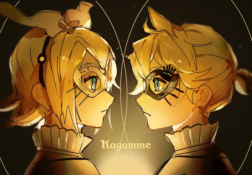 kagamine rin and kagamine len (vocaloid and 1 more) drawn by nunosei