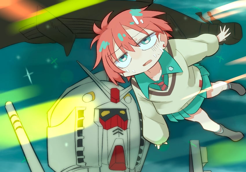 amate yuzuriha and rx-78-2 gundam (gundam and 2 more) drawn by grief_loss