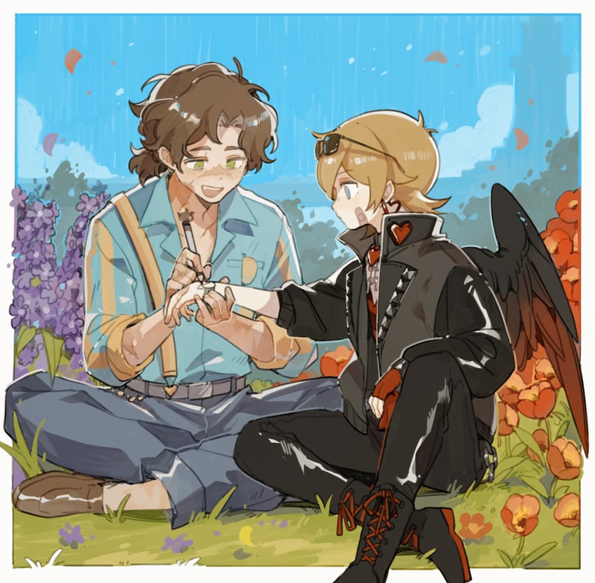 grian and goodtimeswithscar (minecraft youtube and 2 more) drawn by luminous_slime