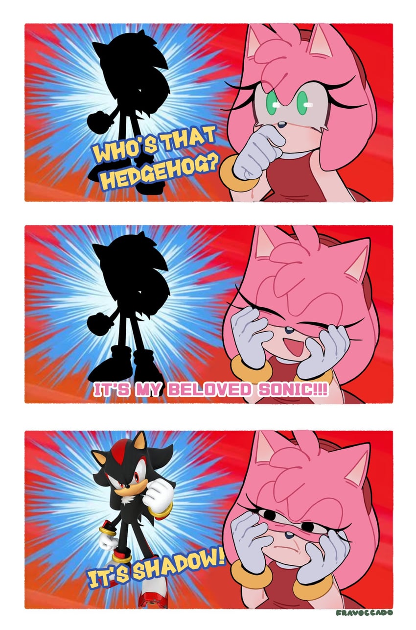 sonic the hedgehog, shadow the hedgehog, and amy rose (pokemon and 2 more) drawn by fravoccado