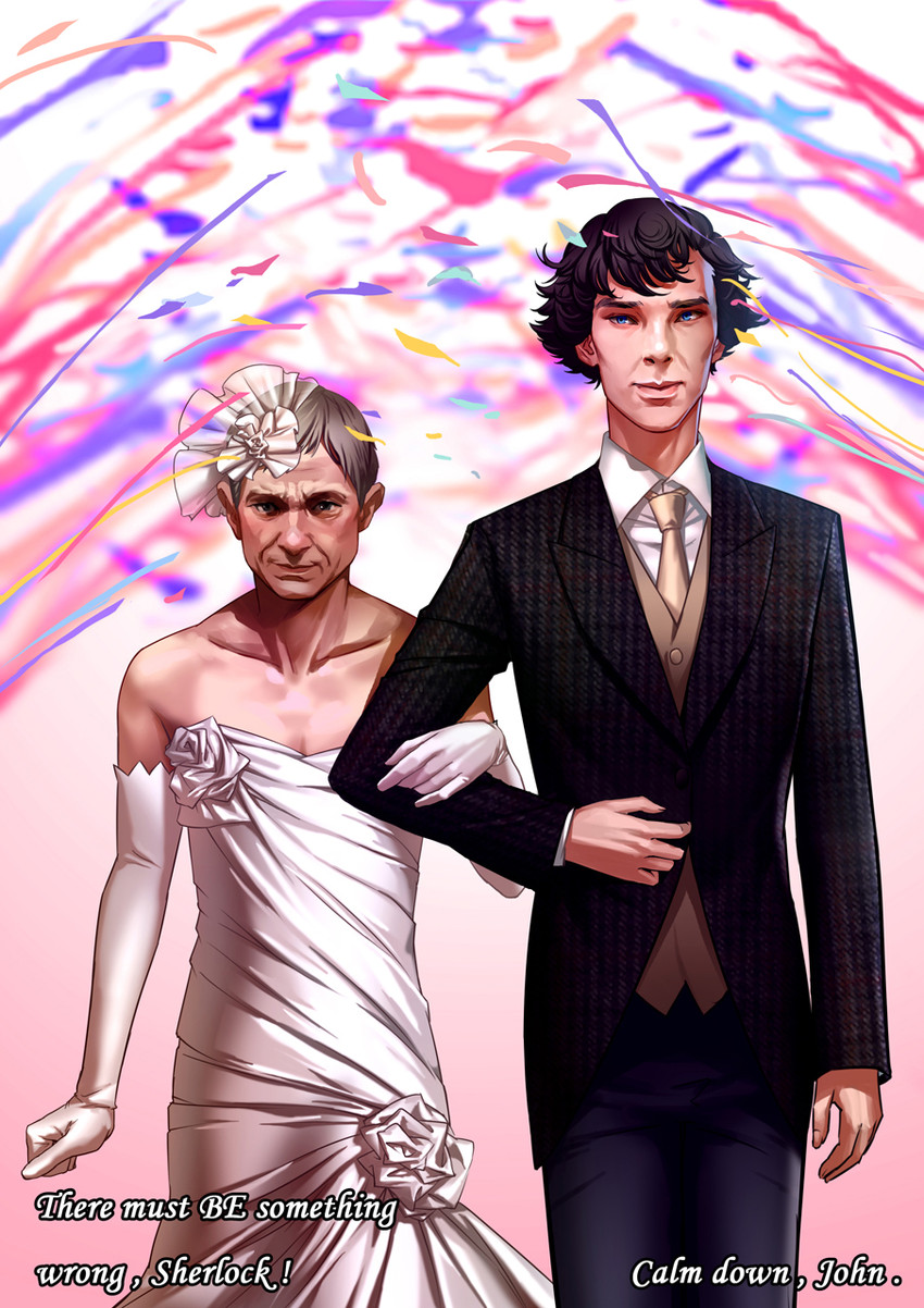 sherlock holmes, john hamish watson, benedict cumberbatch, and martin freeman (the adventures of sherlock holmes and 1 more) drawn by as109