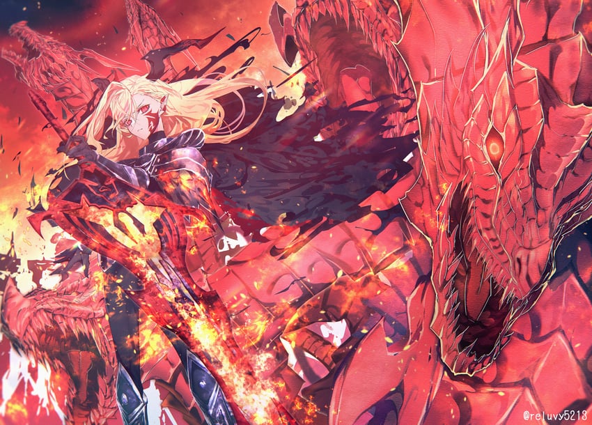 nero claudius and queen draco (fate and 1 more) drawn by reluvy