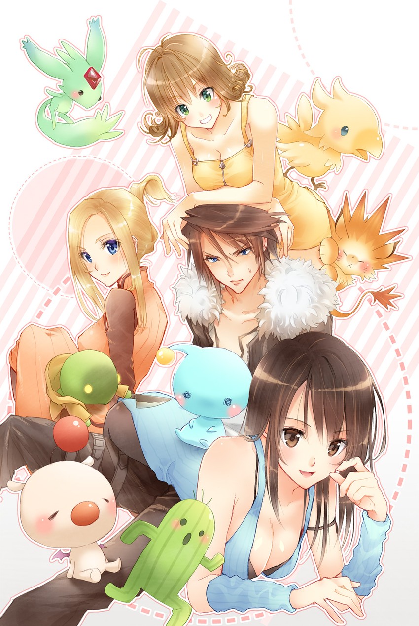 moogle, squall leonhart, rinoa heartilly, selphie tilmitt, sabotender, and 5 more (final fantasy and 1 more) drawn by ritttz