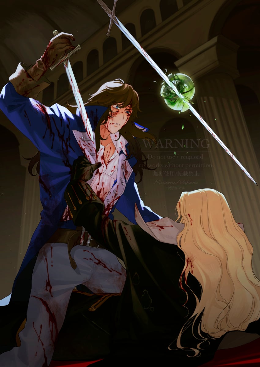 richter belmont and alucard (castlevania and 1 more) drawn by nakano_kaworu