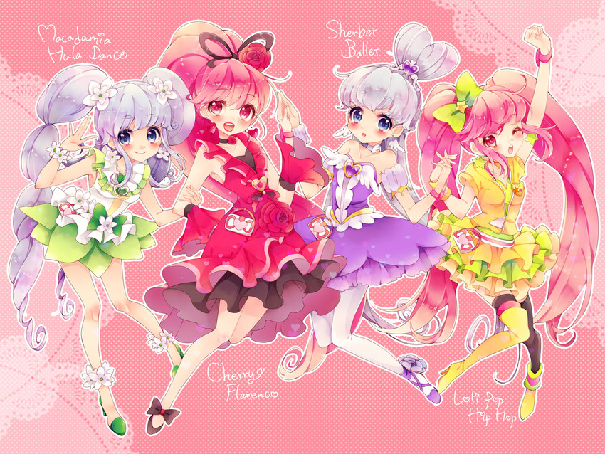 shirayuki hime, aino megumi, cure lovely, and cure princess (precure and 1 more) drawn by uzuki_aki