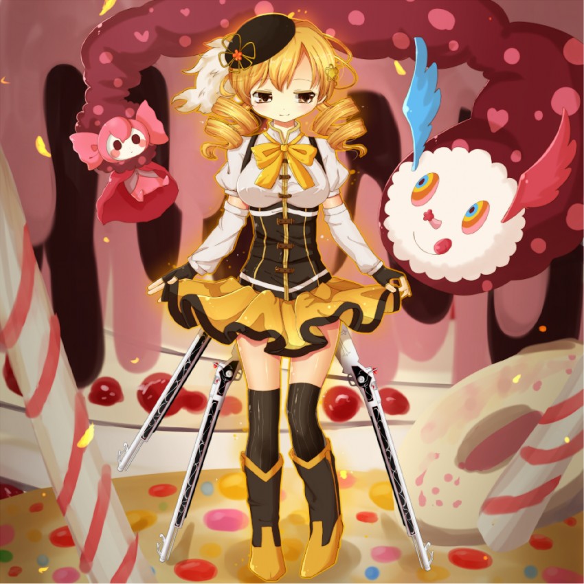 tomoe mami and charlotte (mahou shoujo madoka magica) drawn by hasetomo