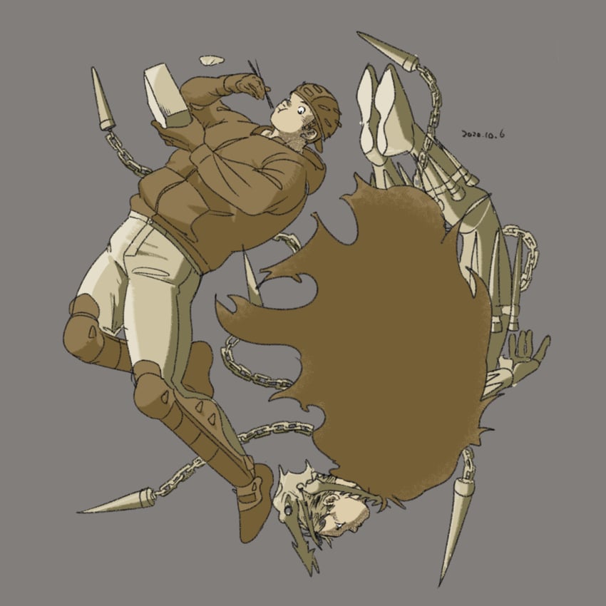 aikawa, risu, and curse (dorohedoro) drawn by nishida_(pixiv_50671594)