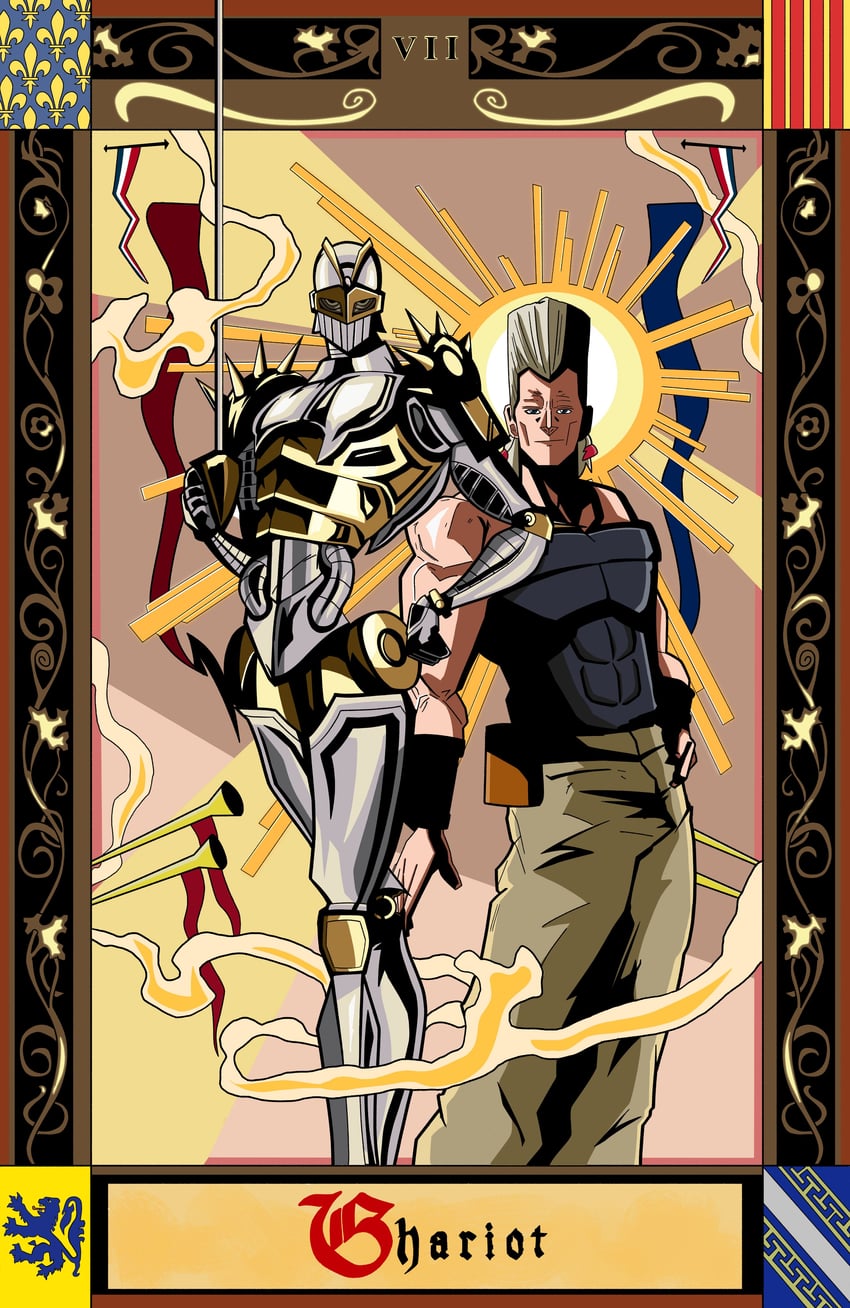 jean pierre polnareff and silver chariot (jojo no kimyou na bouken and 1 more) drawn by yurihower