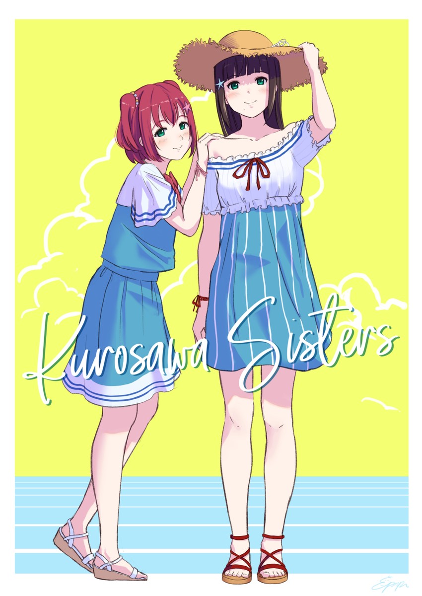 kurosawa dia and kurosawa ruby (love live! and 1 more) drawn by papi_(papiron100)