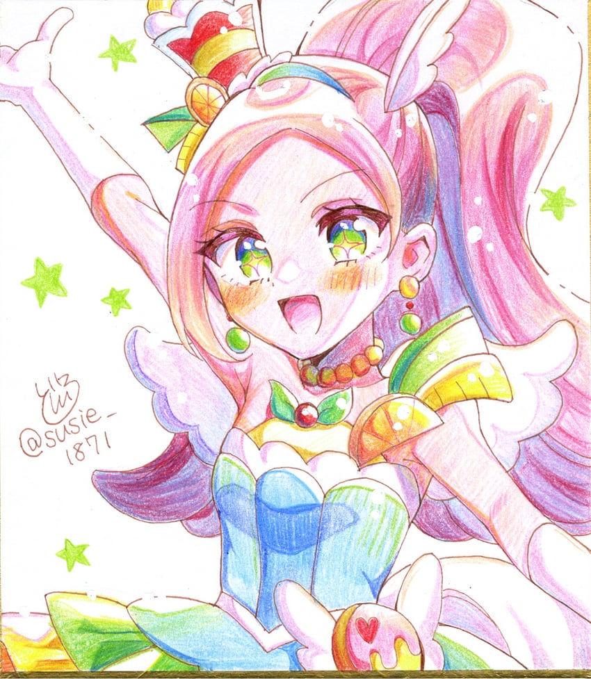 kirahoshi ciel and cure parfait (precure and 1 more) drawn by doroshii