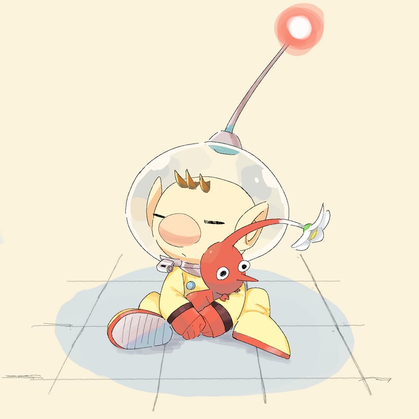 red pikmin and olimar (pikmin) drawn by chikin_(toritoritori09)
