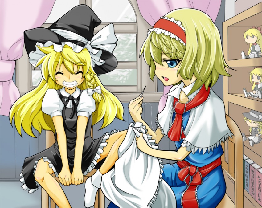 kirisame marisa, alice margatroid, and shanghai doll (touhou) drawn by fu_gafu_ka