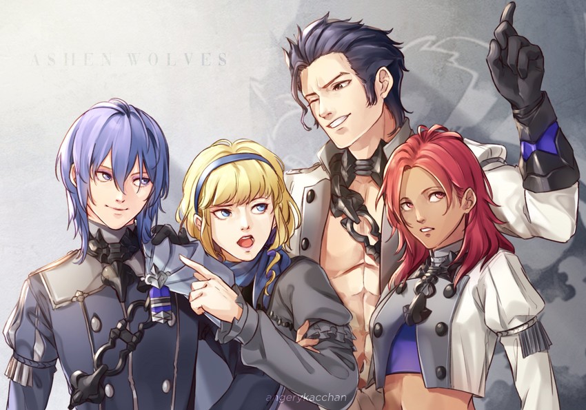 constance von nuvelle, hapi, yuri leclerc, and balthus von albrecht (fire emblem and 1 more) drawn by angerykacchan