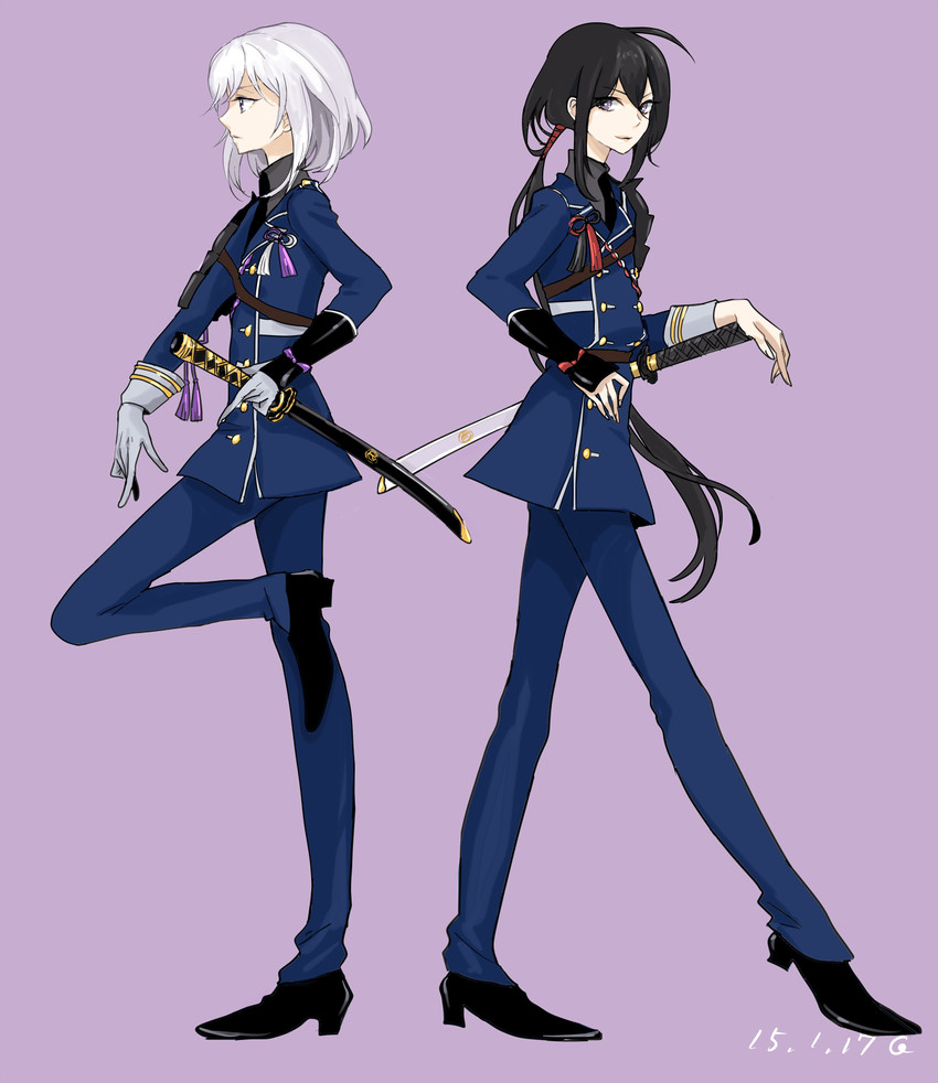 namazuo toushirou and honebami toushirou (touken ranbu) drawn by cojima