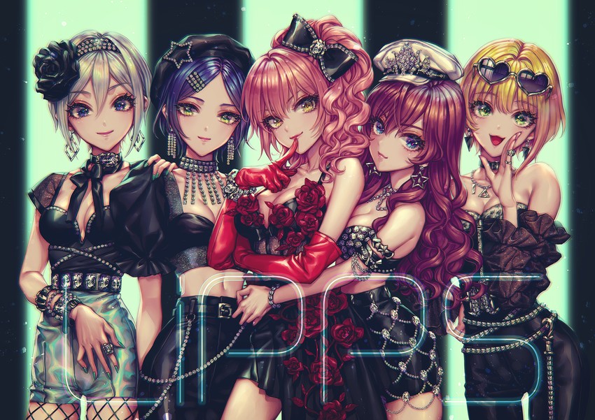 jougasaki mika, ichinose shiki, hayami kanade, miyamoto frederica, and shiomi syuko (idolmaster and 1 more) drawn by murayama_(u_k)