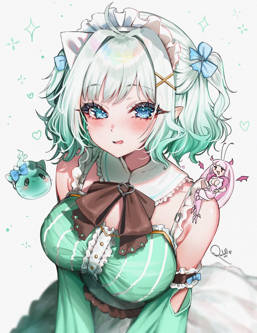 mint fantome, matara kan, and wisps (indie virtual youtuber and 1 more) drawn by rosebell
