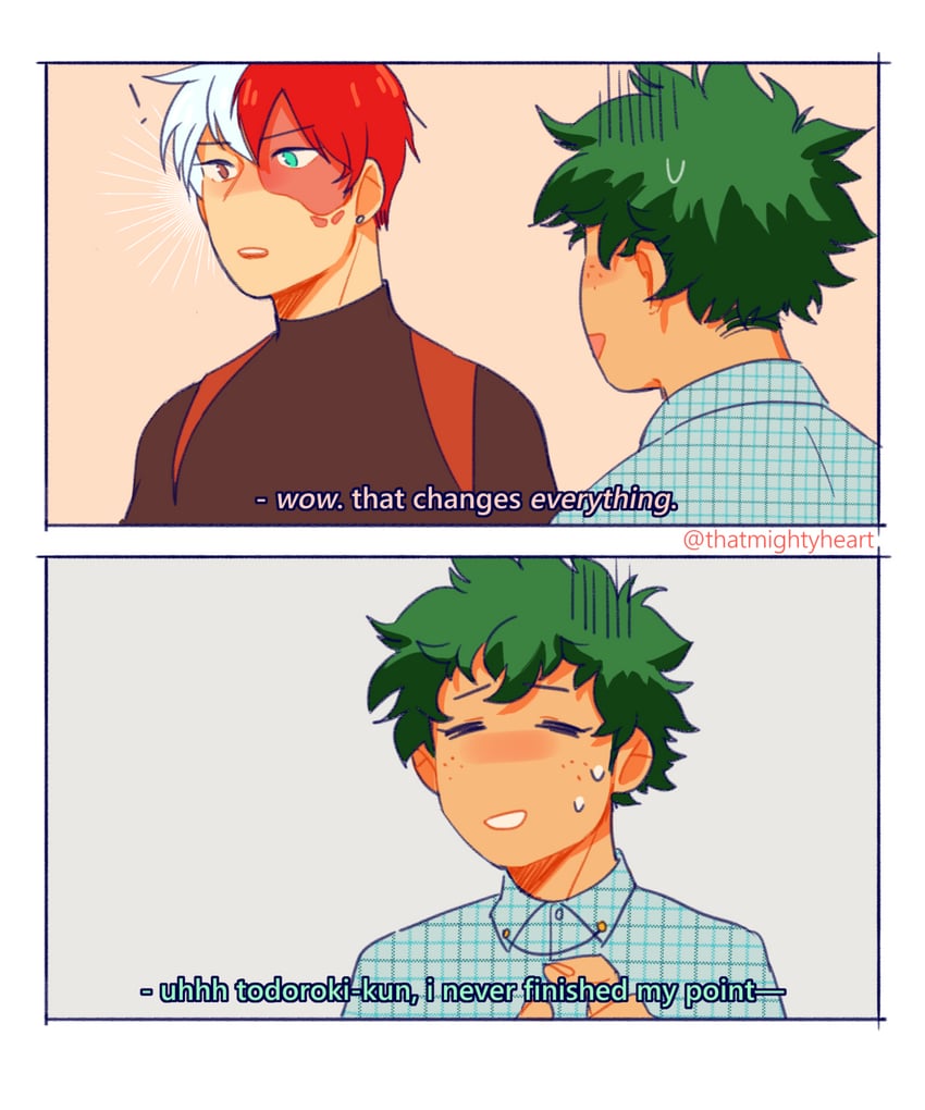 midoriya izuku and todoroki shoto (boku no hero academia and 1 more) drawn by thatmightyheart