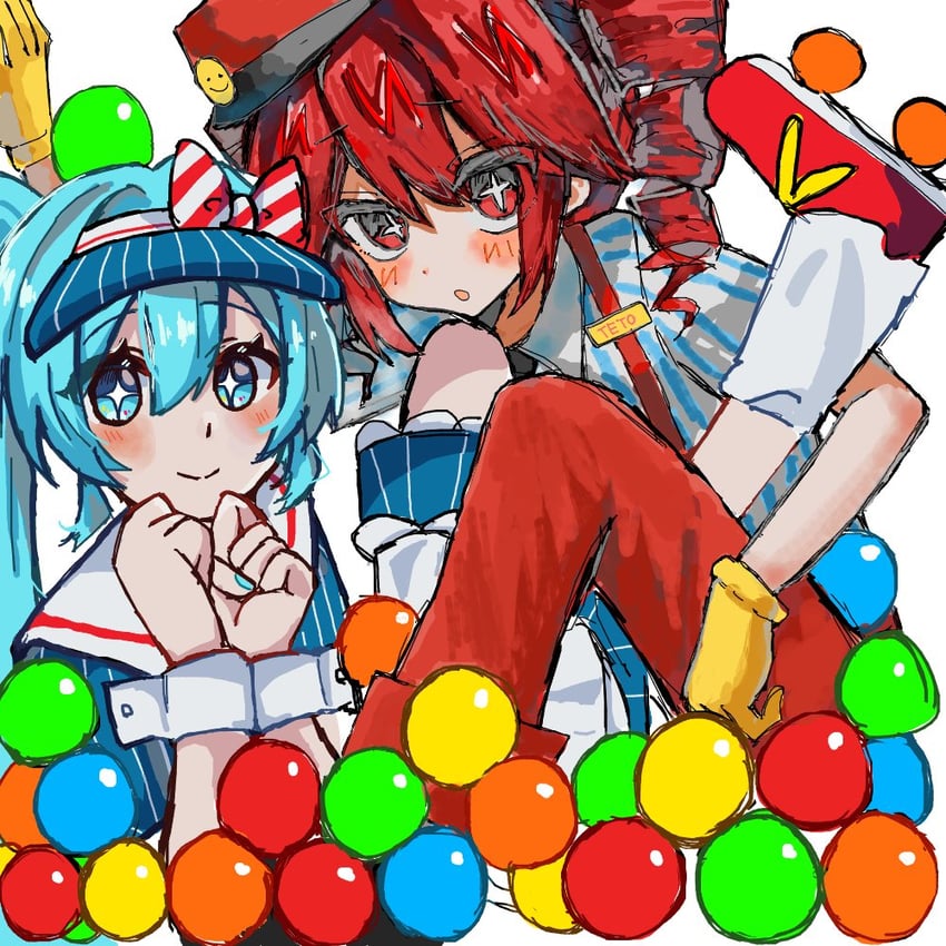 hatsune miku and kasane teto (vocaloid and 3 more) drawn by nigufugu_wow719