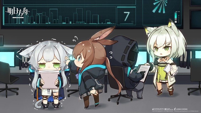 doctor, amiya, kal'tsit, and rosmontis (arknights) drawn by jiyuu_(xjuyux)