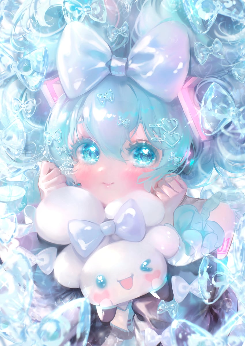 hatsune miku, cinnamoroll, and cinnamiku (vocaloid and 2 more) drawn by onene