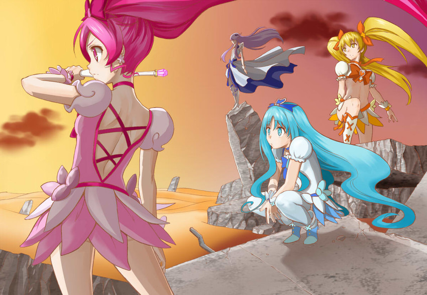 kurumi erika, hanasaki tsubomi, tsukikage yuri, myoudouin itsuki, cure marine, and 3 more (precure and 1 more) drawn by yorudo_kaoru