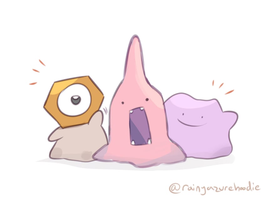 ditto, meltan, and animon (pokemon and 1 more) drawn by rainyazurehoodie