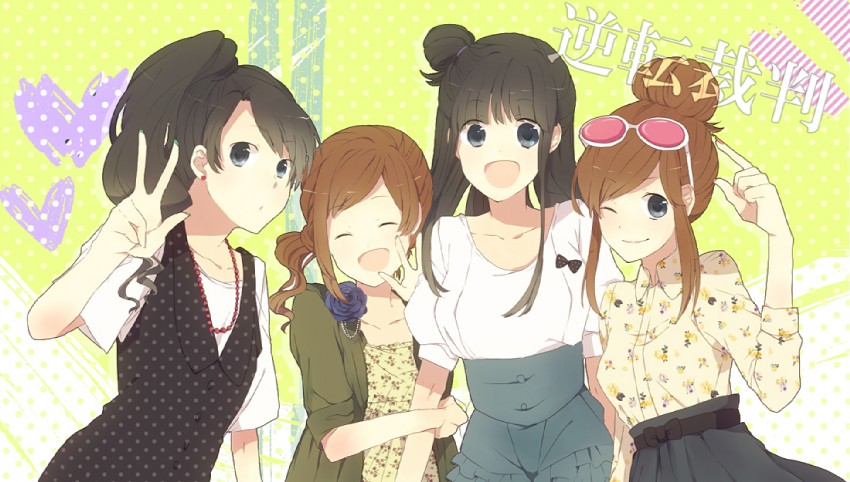 maya fey, trucy wright, ema skye, and kay faraday (ace attorney and 1 more) drawn by iyo_(kirakirahoshi)