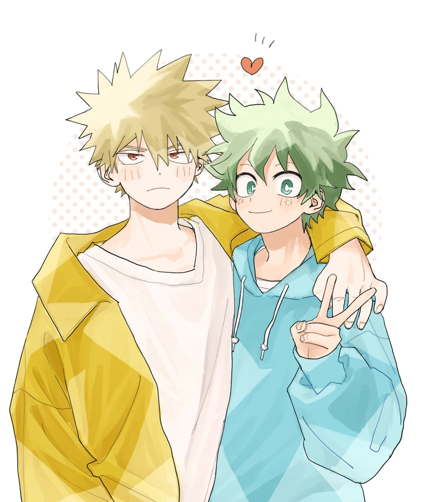 midoriya izuku and bakugou katsuki (boku no hero academia) drawn by hkt26as