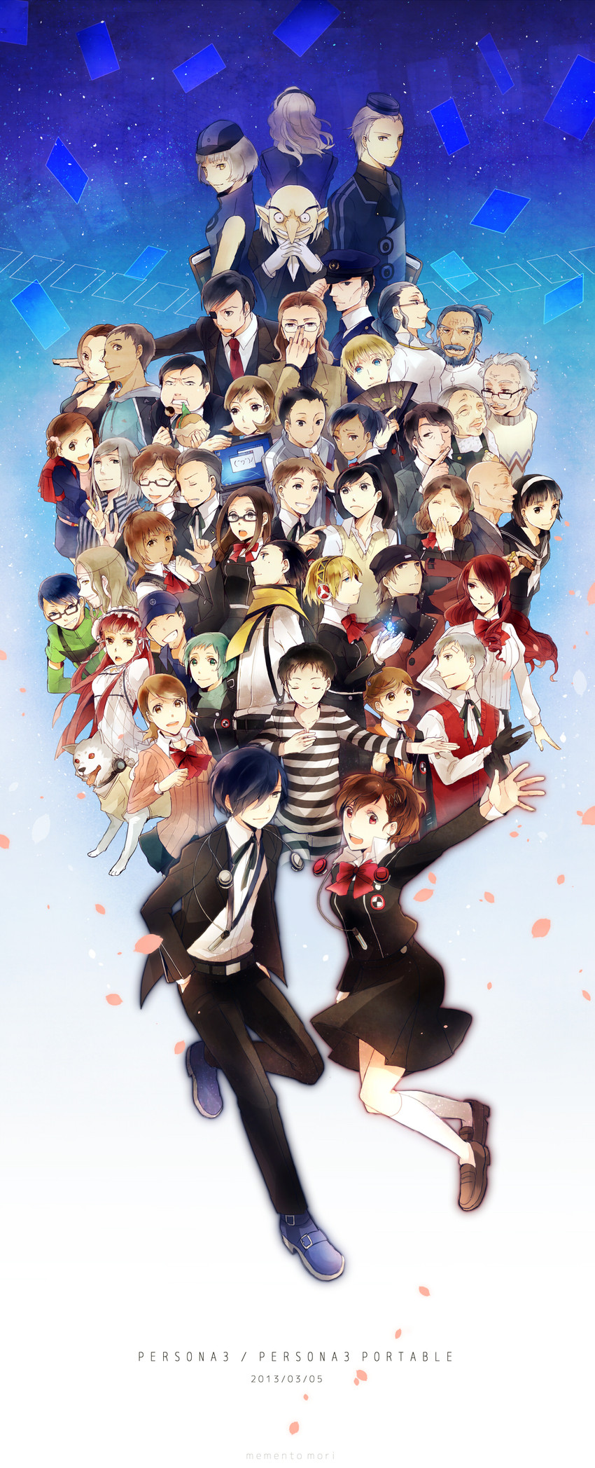 yuuki makoto, aigis, shiomi kotone, amagi yukiko, takeba yukari, and 38 more (persona and 3 more) drawn by mentaishi
