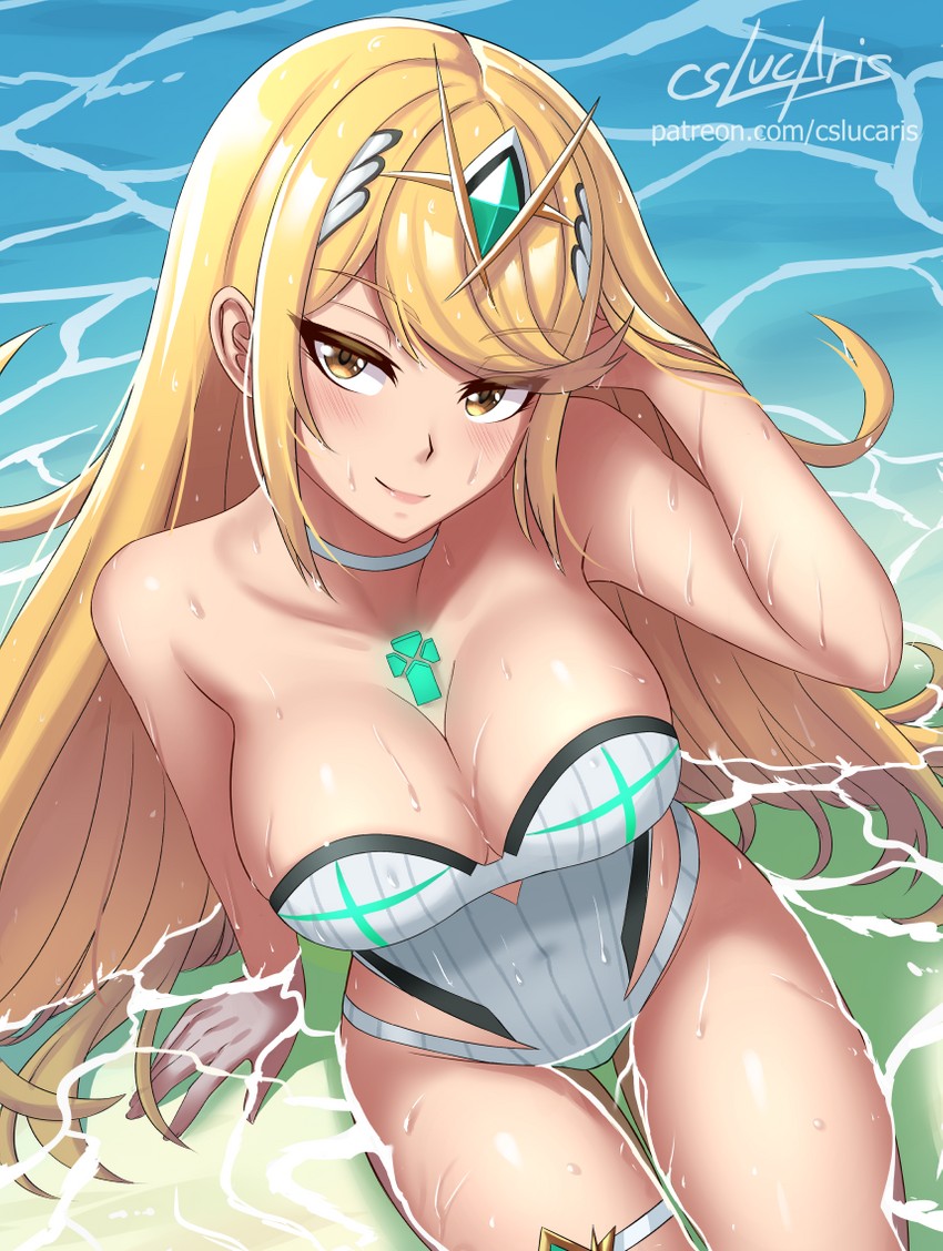 mythra (xenoblade chronicles and 1 more) drawn by cslucaris