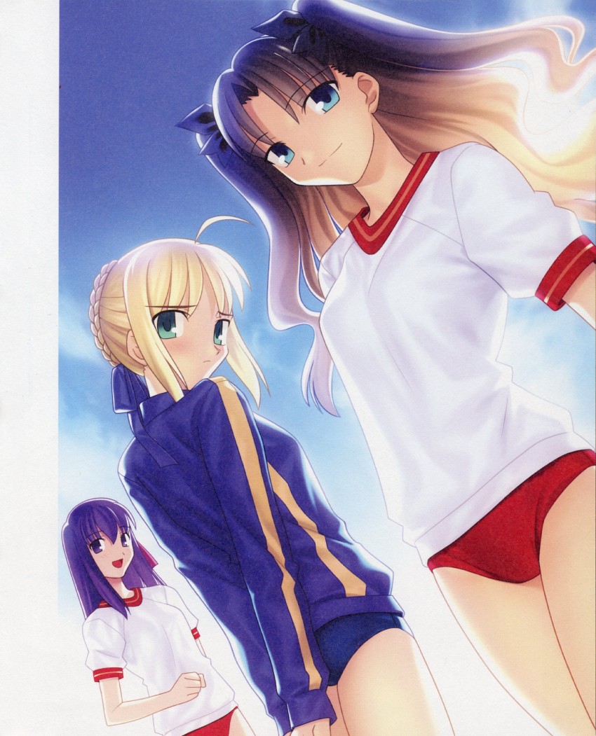 artoria pendragon, saber, tohsaka rin, and matou sakura (fate and 1 more) drawn by takeuchi_takashi
