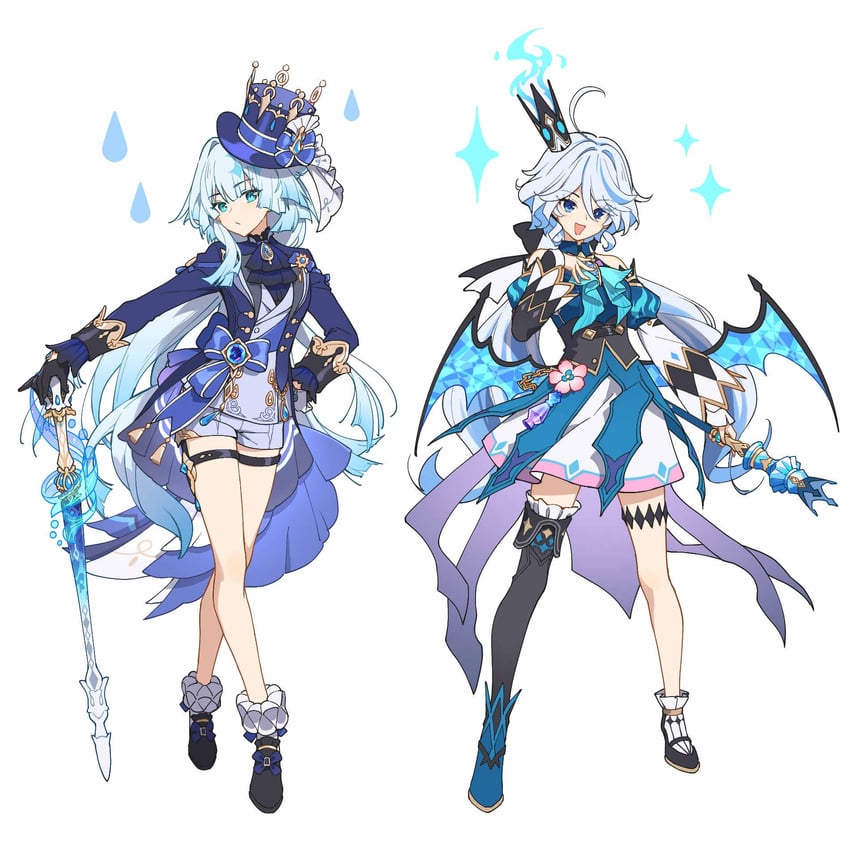 furina and cerydra (genshin impact and 3 more) drawn by hei_lang